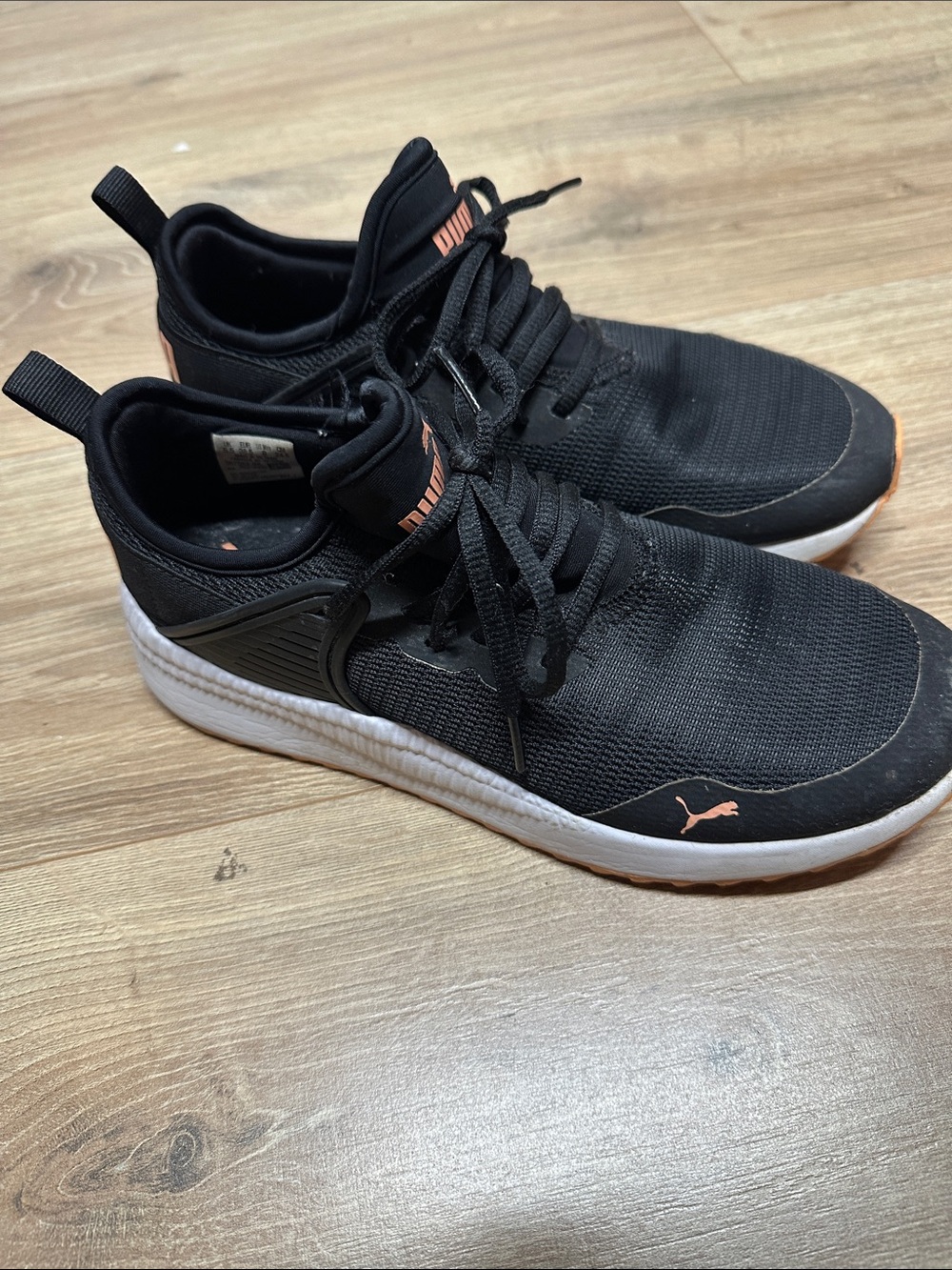 Puma Women's Black Athletic Sneakers with Peach Accents
